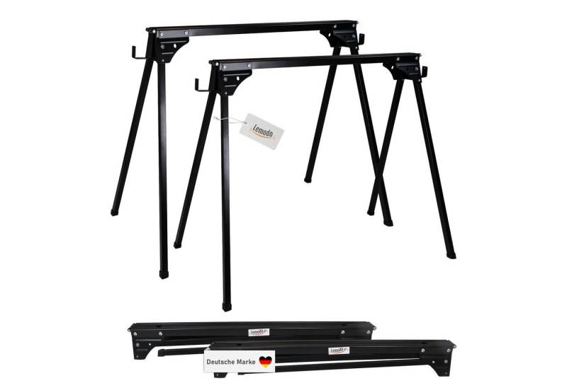 Lemodo Sägebock Arbeitsböcke 2er Set klappbar, Sägeböcke 400kg belastbar, 400 kg max. Belastbarkeit, (2er Set, 2er Set), Tragkraft pro Bock 400kg, klappbar von Lemodo