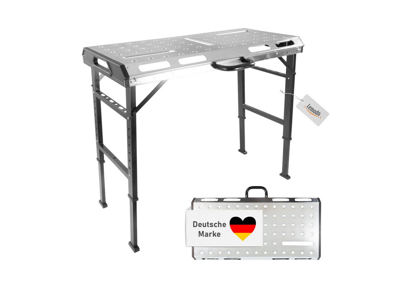 Lemodo Schweißtisch Schweißtisch klappbar und höhenverstellbar, Multifunktionstisch, Robuste Tischplatte aus Stahl von Lemodo