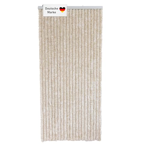 Lemodo Türvorhang Wohnwagen, Flauschvorhang beige/weiß meliert 90x200 cm, Camping Vorhang als Fliegengitter für die Tür, Insektenvorhang, optisch attraktiver Fliegenschutz von Lemodo
