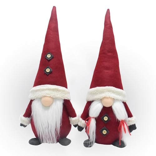 Lemodo Wichtel im 2er Set, Weihnachtswichtel in rot, Wichtel Figuren 50 cm hoch, GNOME mit süßen Details, Tomte als Zauberhafte Weihnachtsdeko, Wichtel Deko für drinnen von Lemodo