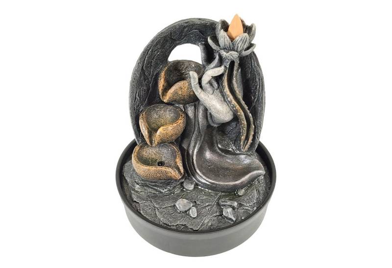 Lemodo Zimmerbrunnen 2 in 1 Tischbrunnen “Lotus”, Zimmerbrunnen und Räucherbrunnen vereint, inkl. LED-Beleuchtung, sanfter Nebel durch Räucherkegeln von Lemodo