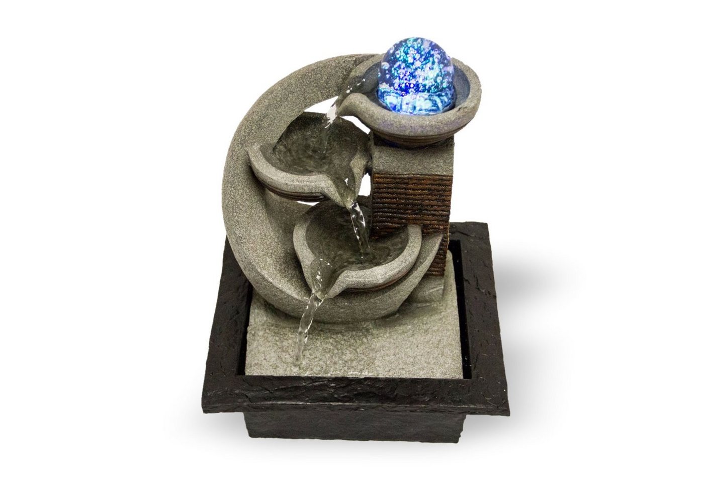 Lemodo Zimmerbrunnen Tischbrunnen mit drehender Kugel und Beleuchtung, mit LED Beleuchtung, drehende Glaskugel von Lemodo