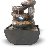 Zimmerbrunnen in Steinturm-Form, Dekobrunnen mit LED-Beleuchtung von Lemodo