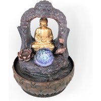 Zimmerbrunnen mit LED-Beleuchtung, Dekobrunnen “Buddha mit Lotusblüte” für die Wohnung von Lemodo