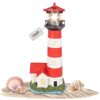 Leuchtturm mit Solarlicht und LED-Leuchtfeuer, Gartendeko 39 cm hoch von Lemodo