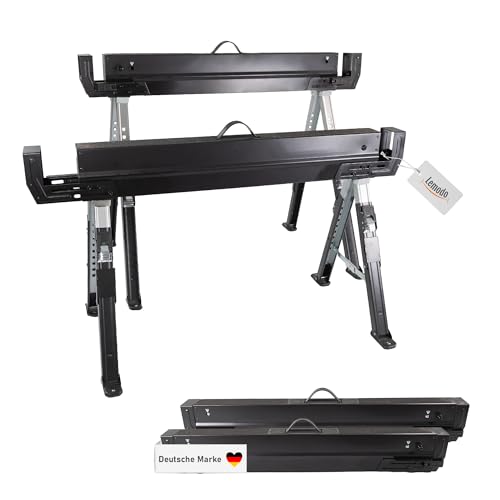 Premium Arbeitsbock höhenverstellbar | Klappbock 2er Set | Montagebock mit 590 kg Tragkraft | Unterstellbock mit verstellbaren Halterungen an der Seite von Lemodo