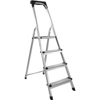 Stehleiter mit 4 Stufen, Aluminium Trittleiter von Lemodo