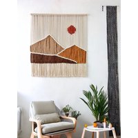 Großer Makramee-Wandbehang Mit Segmenten Und Sonnen, Individuelle Wand-Makramee, Handgefertigte Makramee-Wandbehang-Geschenke, Makramee-Wandkunst von LemonLeafMacrame