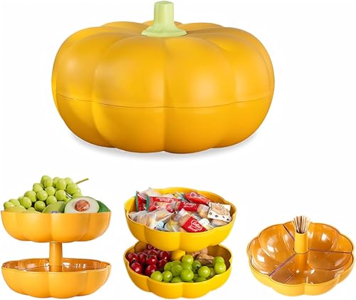 LemonRoad Halloween-Kürbis-Weihnachts-Süßigkeitenschale, geteiltes Serviertablett mit Deckel, Kürbis-Snackle-Box, Behälter, Halloween-Dekorationen, Organizer für Süßigkeiten und Snacks LemonRoad Halloween-Kürbis-Weihnachts-Süßigkeitenschale, geteiltes Serviertablett mit Deckel, Kürbis-Snackle-Box, Behälter, Halloween-Dekorationen, Organizer für Süßigkeiten und Snacks von LemonRoad