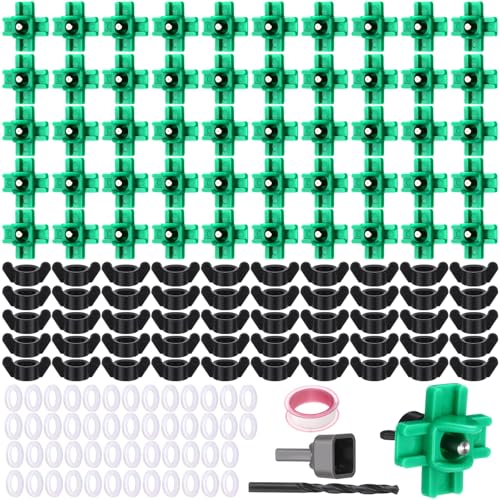 LemonRoad Horizontale Hühnernippel, horizontale Geflügel, automatische Bewässerungsnippel, Hühner-Wasserspender mit 50 Ringdichtungen, 50 Flügelmuttern und Bohrer für Eimer, Enten, Wachteln, Grün, 50 von LemonRoad