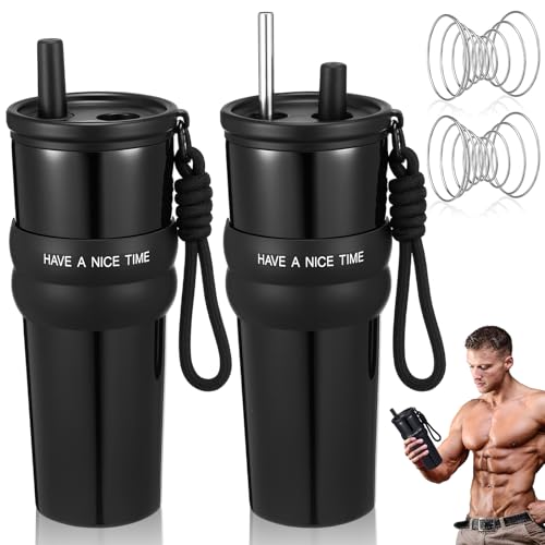LemonRoad Isolierte Sport-Trinkhalmflasche aus Edelstahl mit Drahtbesen, 680 ml, schwarz, Metall-isolierter Shaker-Becher für Sportler, Proteinmischungen, Shakes und Pre-Workout, hält Getränke kalt LemonRoad Isolierte Sport-Trinkhalmflasche aus Edelstahl mit Drahtbesen, 680 ml, schwarz, Metall-isolierter Shaker-Becher für Sportler, Proteinmischungen, Shakes und Pre-Workout, hält Getränke kalt von LemonRoad
