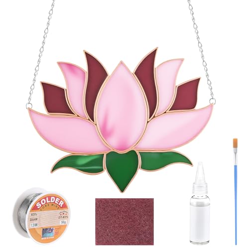 LemonRoad Lotusblüte vorgeschnittenes Buntglas-Malerei-Starter-Set leicht gemacht DIY Buntglas-Bastelset mit Lötdraht, Gelflussmittel, Flussmittelpinsel für Weihnachten, Geburtstag, Partygeschenk LemonRoad Lotusblüte vorgeschnittenes Buntglas-Malerei-Starter-Set leicht gemacht DIY Buntglas-Bastelset mit Lötdraht, Gelflussmittel, Flussmittelpinsel für Weihnachten, Geburtstag, Partygeschenk von LemonRoad