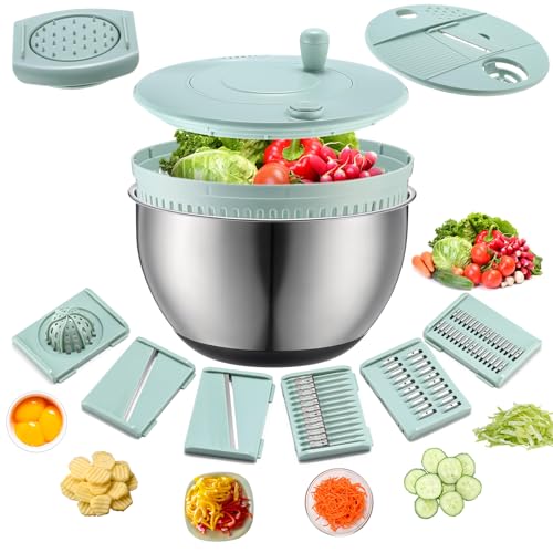 LemonRoad Salatschleuder aus Edelstahl, groß, für Gemüse, Obst, Salattrockner mit 5 Klingen, Eidottersieb, Zerkleinerer für Küche, effiziente Salatzubereitung, 5,3 l LemonRoad Salatschleuder aus Edelstahl, groß, für Gemüse, Obst, Salattrockner mit 5 Klingen, Eidottersieb, Zerkleinerer für Küche, effiziente Salatzubereitung, 5,3 l von LemonRoad