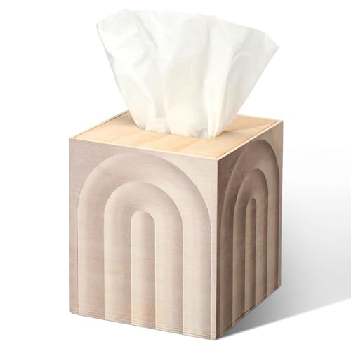 LemonRoad Taschentuchbox-Abdeckung, quadratisch, Boho-Holz, weiß, rustikaler Gesichtspapier-Organizer, böhmischer Schreibtisch-Aufbewahrungsbehälter für Tisch-Nachttische, Badezimmer, Büro, moderne LemonRoad Taschentuchbox-Abdeckung, quadratisch, Boho-Holz, weiß, rustikaler Gesichtspapier-Organizer, böhmischer Schreibtisch-Aufbewahrungsbehälter für Tisch-Nachttische, Badezimmer, Büro, moderne von LemonRoad