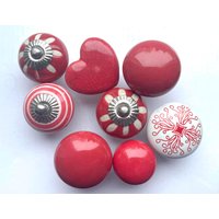 Set 7 Stück Möbelknöpfe - Rot Mix von Lemonbaum