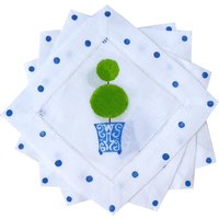 Chinoiserie Topiary Leinen Cocktail Servietten Set von LemondaisyDesign