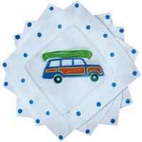 Woody Wagoneer Leinen Cocktail Servietten See Geschenk Gastgeberin Camping Housewarming von LemondaisyDesign