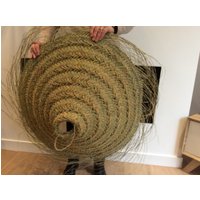 Sehr Große Flache Pendelleuchte in Alfa. Stroh-Heimdekoration. Lampenschirm von Lemondeenpanier