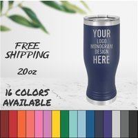 Laser Gravierter 20 Unzen Pilsner Becher Mit Individuellem Bild, Logo Und/Oder Text. Diese Personalisierten Sind Aus Edelstahl Deckel von LemongrassENGRAVING