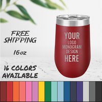 Laser Gravierter Weinbecher Mit Individuellem Bild, Logo Und/Oder Text. Es Sind 16Oz. Personalisierter Edelstahl Deckel von LemongrassENGRAVING