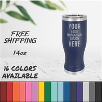 Lasergravierte 14Oz Pilsner-Tasse Mit Benutzerdefiniertem Bild, Logo Und/Oder Text. Diese Personalisierten Becher Sind Aus Edelstahl Deckel Isoliert von LemongrassENGRAVING