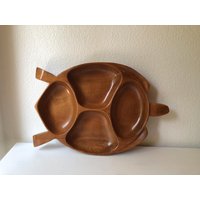 Holztablett Schildkröte Monkeypod - Midcentury Decor Serviertablett von LemoniVintage