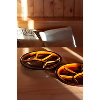 Vintage Keramik Fondue Teller Retro Dunkelbraune Glasur, 2-Er Set von LemoniVintage