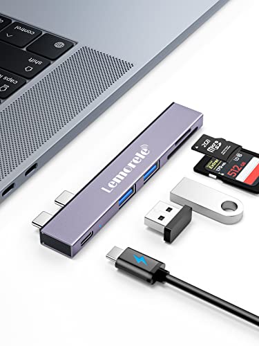 Lemorele USB C Hub für MacBook Air Pro, 5-in-2 Multiport Adapter Hub Mac Dongle USB A, SD/TF Karte, 100W PD Thunderbolt 3/4, Zubehör für Mac Book M1 M2 2022 2021 2020 2019 13" 15" 16" von Lemorele
