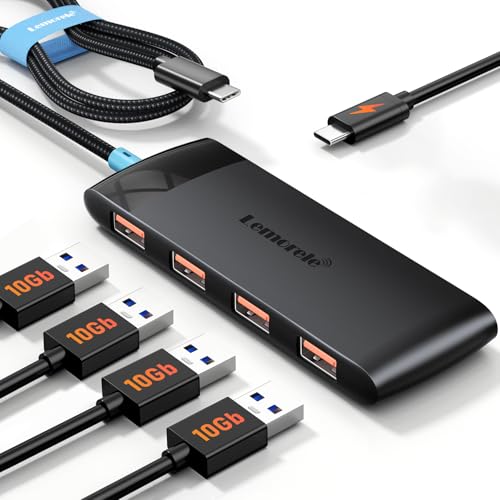 Lemorele USB C Notebook Hub mit 4 USB 3.2 Gen 2(10 Gbps) Ports, Docking Station Splitter Kabellänge 20CM Anwendbar für Laptops von Lemorele