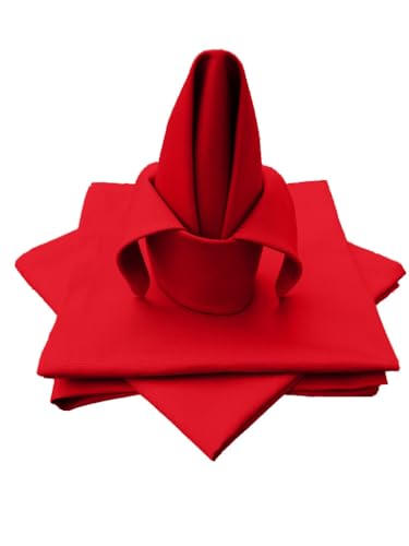 Hochwertige Stoffserviette Tischtuch 4 Stück aus 100% Baumwolle Kollektion Konzept, Farbe & Größe wählbar (Stoffserviette 4er Set - 45x45cm, Rot) von Lemos Home