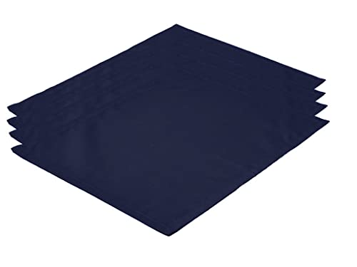 Hochwertiges Platzset Platzdeckchen 4 Stück aus 100% Baumwolle Kollektion Konzept, Farbe & Größe wählbar (Platzset 4er Set - 46x36cm, Marineblau) von Lemos Home