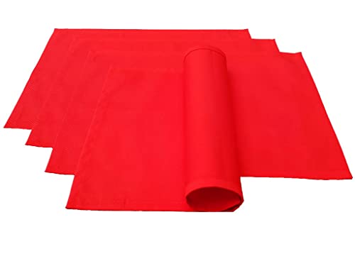 Hochwertiges Platzset Platzdeckchen 4 Stück aus 100% Baumwolle Kollektion Konzept, Farbe & Größe wählbar (Platzset 4er Set - 46x36cm, Rot) von Lemos Home