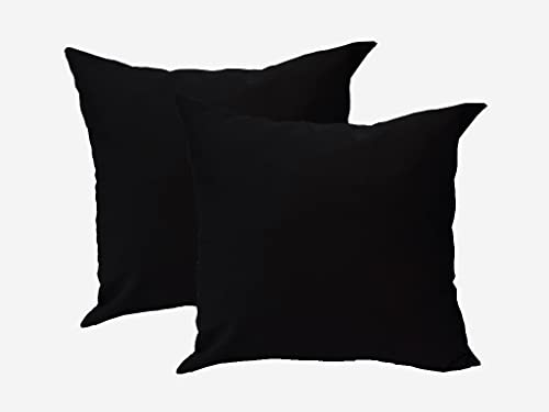 Lemos Home Kissenbezug Kissenhülle Dekokissen 2 Stück aus 100% Baumwolle Kollektion Konzept, Farbe & Größe wählbar (Kissenhülle 2er Set - 40x40cm, Schwarz) von Lemos Home