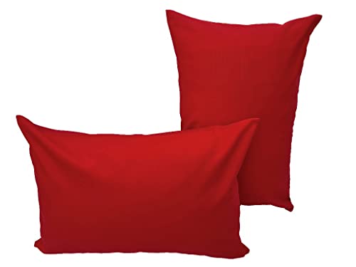 Lemos Home Kissenbezug Kissenhülle Dekokissen 2 Stück aus 100% Baumwolle Kollektion Konzept, Farbe & Größe wählbar (Kissenhülle 2er Set - 50x30cm, Rot) von Lemos Home