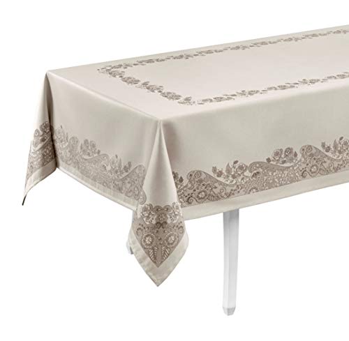 Tischdecke aus Baumwolle. Tischtuch, Mitteldecke. Hochwertiges Luxus Design. (Tischdecke - 150x150, Luxury - Beige) von Lemos Home