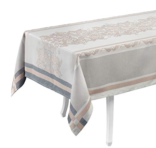 Tischdecke aus Baumwolle. Tischtuch, Mitteldecke. Hochwertiges Luxus Design. (Tischdecke - 150x200, Elegance - Beige/Blau) von Lemos Home