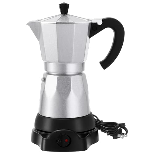Lemosae Kaffeekanne für 6 Tassen, elektrische Espresso-Kaffeemaschine, italienische Mokka-Maschine, 300 ml, tragbarer Aluminium-Espressokocher, Espresso-Mokkakanne mit abnehmbarem Boden, von Lemosae