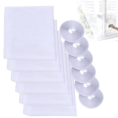 Lemotoy 6 Stück Fenster Insektenschutz Netz, Moskitonetz für Fenster, Insektengitter Fenster mit 6 Rollen Klettband, Zuschneidbar auf alle Fenstergrößen bis 130x150cm (Weiß), 20*17*8.5cm von Lemotoy