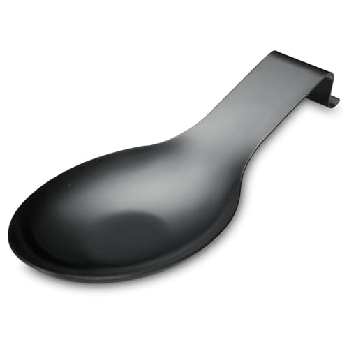 Löffelablage schwarz matt, Löffelhalter aus Edelstahl für Kochfeld, Küchenutensilienhalter für Schöpflöffel, Zangen, Spatel, spülmaschinenfest (1 Stück - 9,5 Zoll) von Lempefe