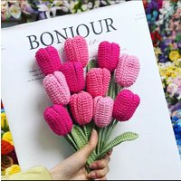 Gehäkelter Tulpenstrauß 11-Teilige Handgemachte Frühlingsblumen, Mamas Geschenk von LenStudioCrochet