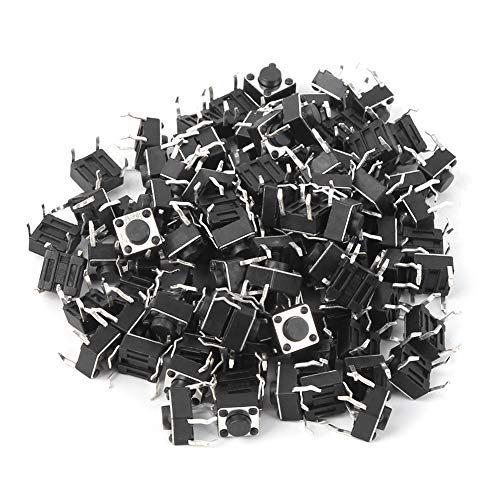 100 Stück Momentary Tactile Push Button Switch Mini Micro Tact Switch für PCB Electronic Diy Material, 6 X 6 X 4,3 Mm von LenTLy