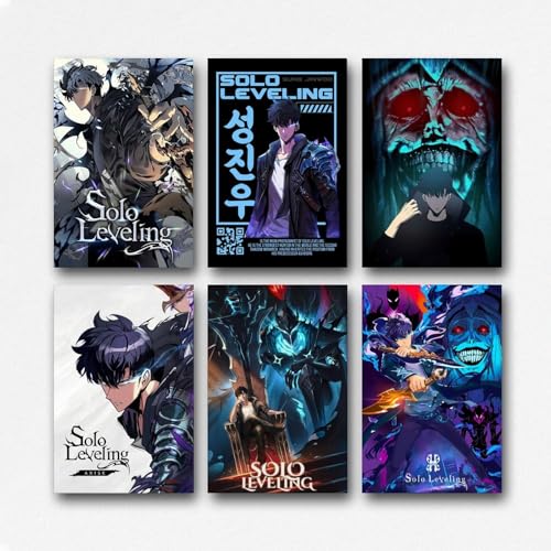 A Set Of 6 Solo Poster Leveling Tv Series Comic Collage Poster Für Zimmer, Ästhetische Leinwand-Wandkunst, Schlafzimmer-Dekor Poster 08x12inch(20x30cm) von Lenaeo