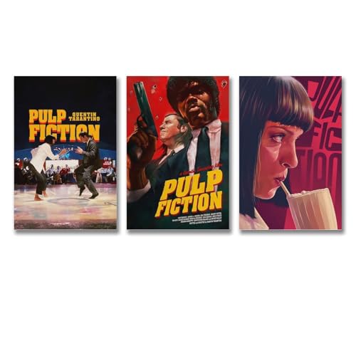 Lenaeo A Set Of 3 Pulp Poster Fiction Movie Vintage Poster Für Zimmer, Ästhetische Leinwand-Wandkunst, Schlafzimmer-Dekor Poster 08x12inch(20x30cm)-3pcs von Lenaeo