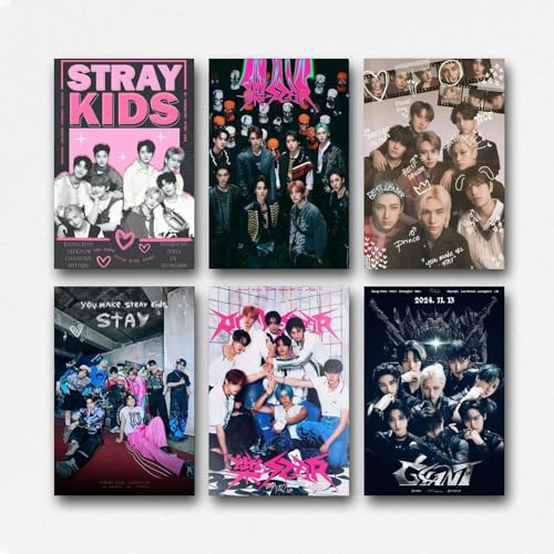 Lenaeo A Set Of 6 Stray Poster Kids Music Vintage Poster Für Zimmer, Ästhetische Leinwand-Wandkunst, Schlafzimmer-Dekor Poster 08x12inch(20x30cm) von Lenaeo