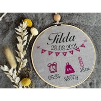 Stickrahmen, Türschild, Wanddeko, Stickrahmen Zur Geburt, Personalisiert Mit Den Geburtsdaten, Kinderzimmerdeko, Geschenk Baby, Geburt Stickrahmen, Türschild, Wanddeko, Stickrahmen Zur Geburt, Personalisiert Mit Den Geburtsdaten, Kinderzimmerdeko, Geschenk Baby, Geburt von LenasBastelecke