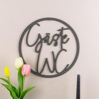 Toilettenschild Gäste-Wc Aus Holz, Schriftzug Wc, Badezimmerdekoration Gäste Toilette von LenasBlumenzauber