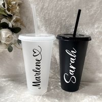 Becher Personalisiert Mit Namen | Trinkbecher Strohhalm Personalisierter Schwarz Weiß Jga Sommer Aperolglas von LenasgeschenkeDE