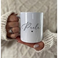 Tasse Personalisiert, Name, Kaffetasse Mit Name Und Herzchen Tasse, Einschulungsgeschenk, Geschenk Beste Freundin, Trauzeugin von LenasgeschenkeDE