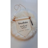 Wimpel Zum Einzug Mit Personalisierten Koordinaten Und Dem Schriftzug Heimathafen, Geschenk Einzug, Wanddeko Koordinaten, Familie von LenchensGetuschel