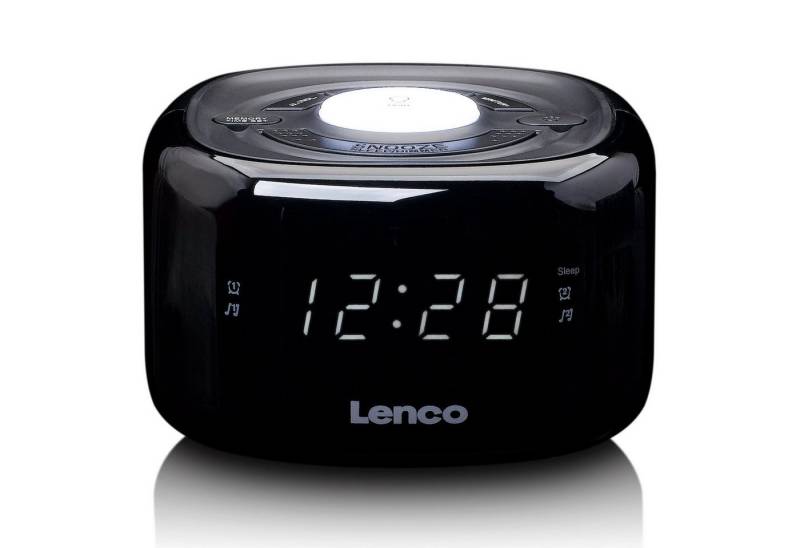 Lenco Radiowecker CR-12BK Radiowecker mit LED-Anzeige, Nachtlicht & FM-Sender von Lenco